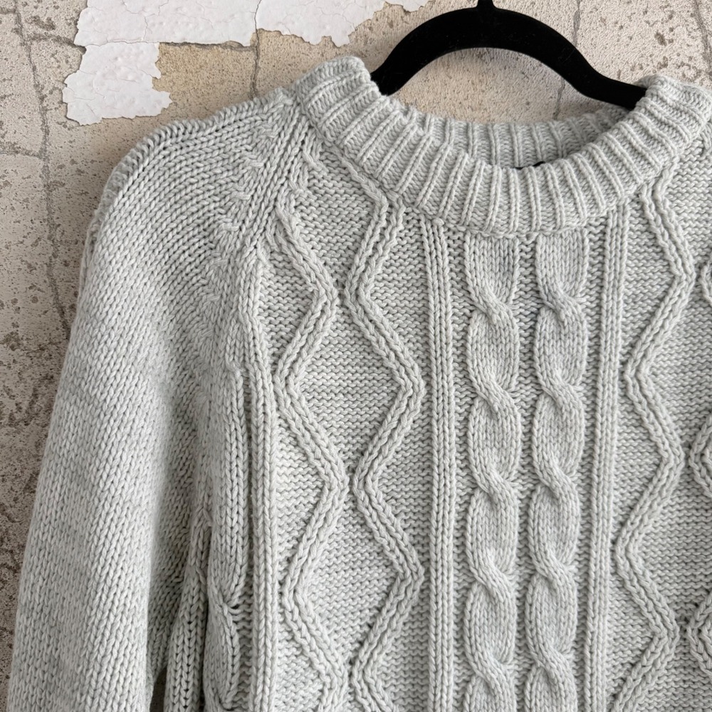 Vintage Fisherman Sweater Chunky Aran Cable Knit Cozy Pullover Gray Men M Vtg 90 - Picture 2 of 8